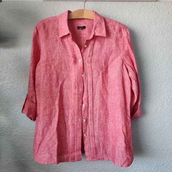 Talbots linen button down shirt blouse - Picture 1 of 9